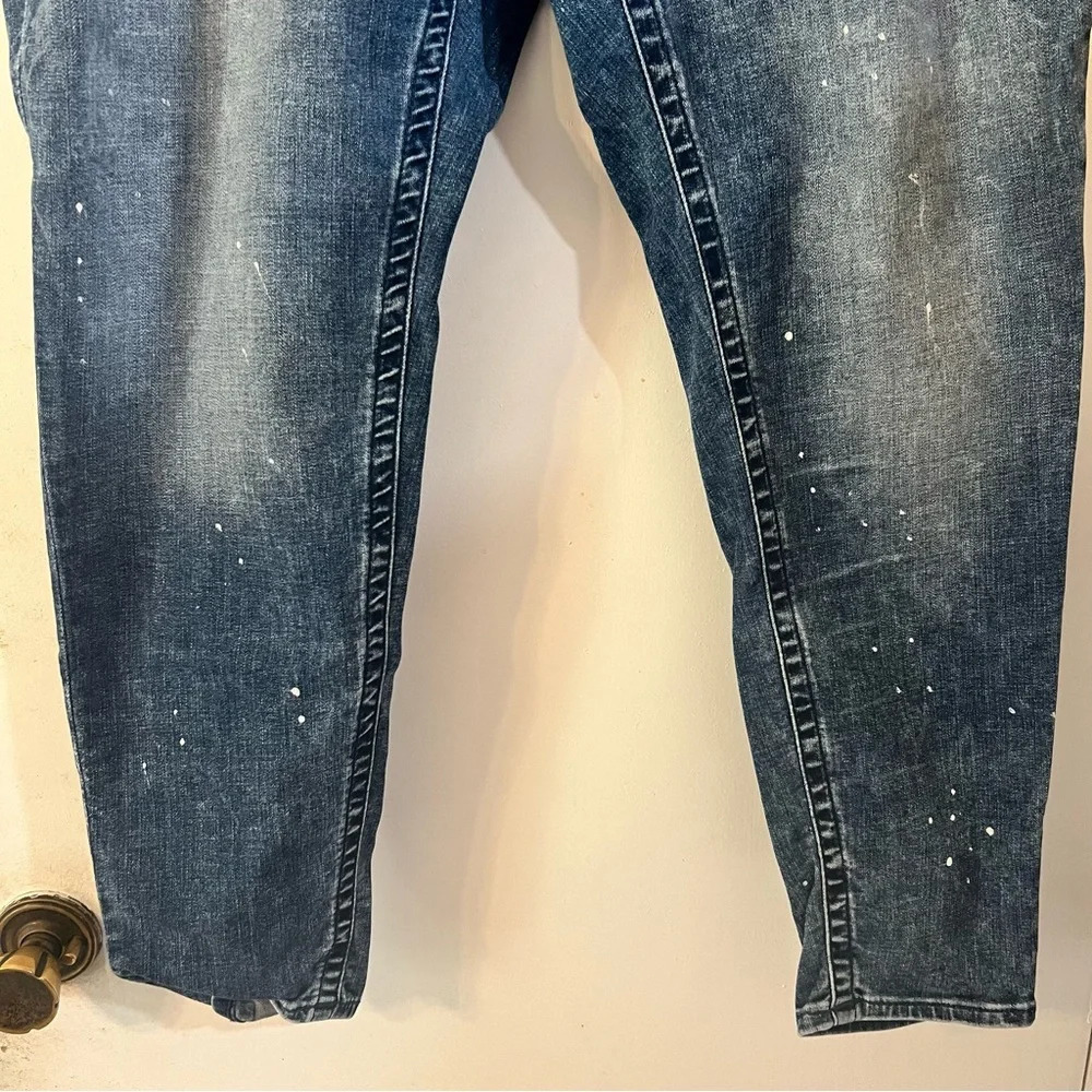 True Religion Curvy Plus Size Jeans Stretchy Splatter Dark Blue 42 3XL 22 - Picture 3 of 13